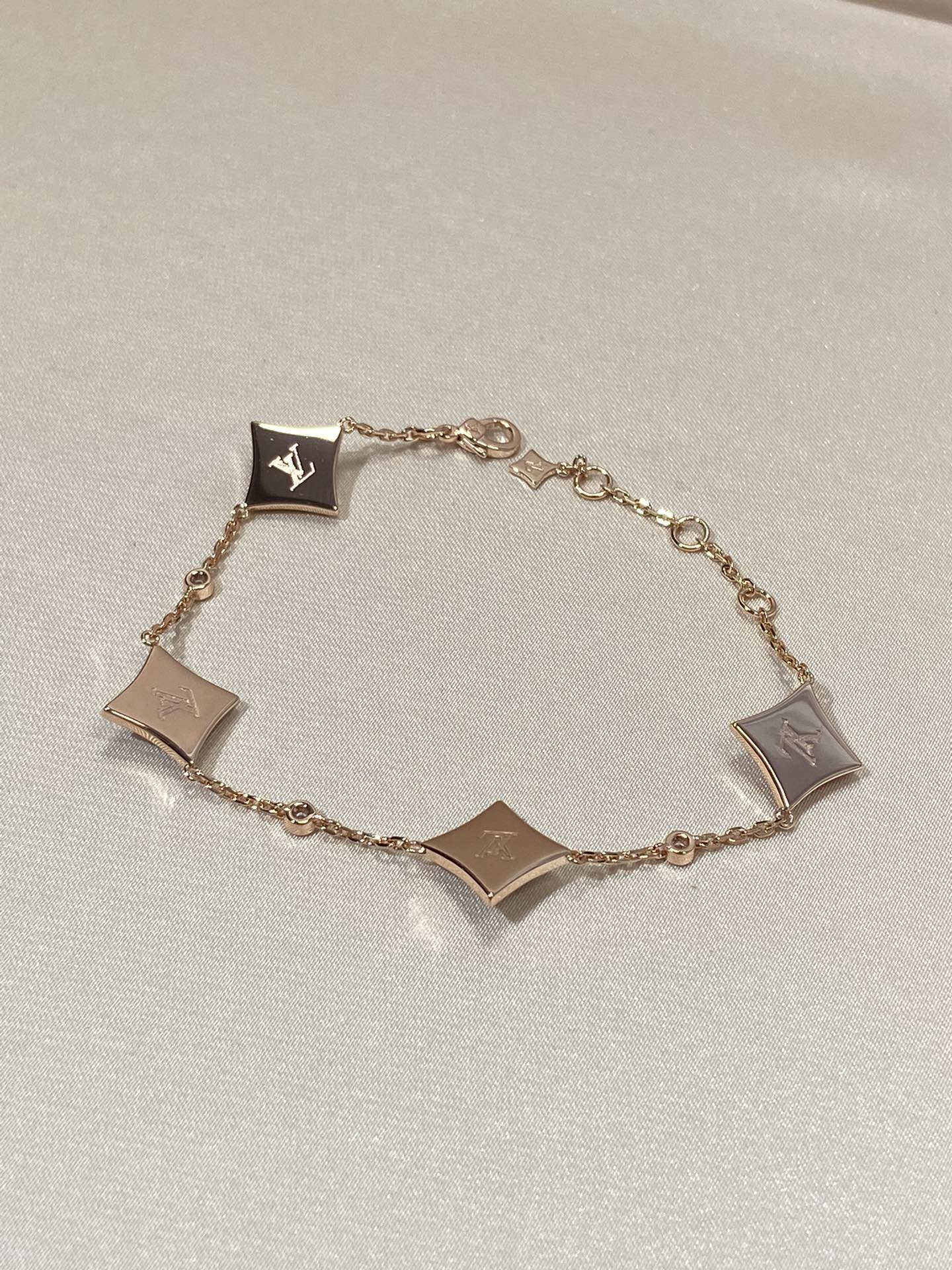 [Royal Top]STAR 4 MOTIF MOP DIAMOND PINK GOLD BRACELET