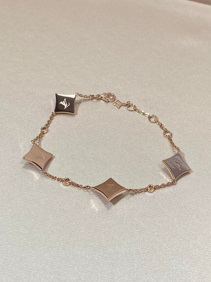 [Royal Top]STAR 4 MOTIF MOP DIAMOND PINK GOLD BRACELET