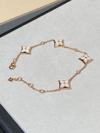 [Royal Top]STAR 4 MOTIF MOP DIAMOND PINK GOLD BRACELET