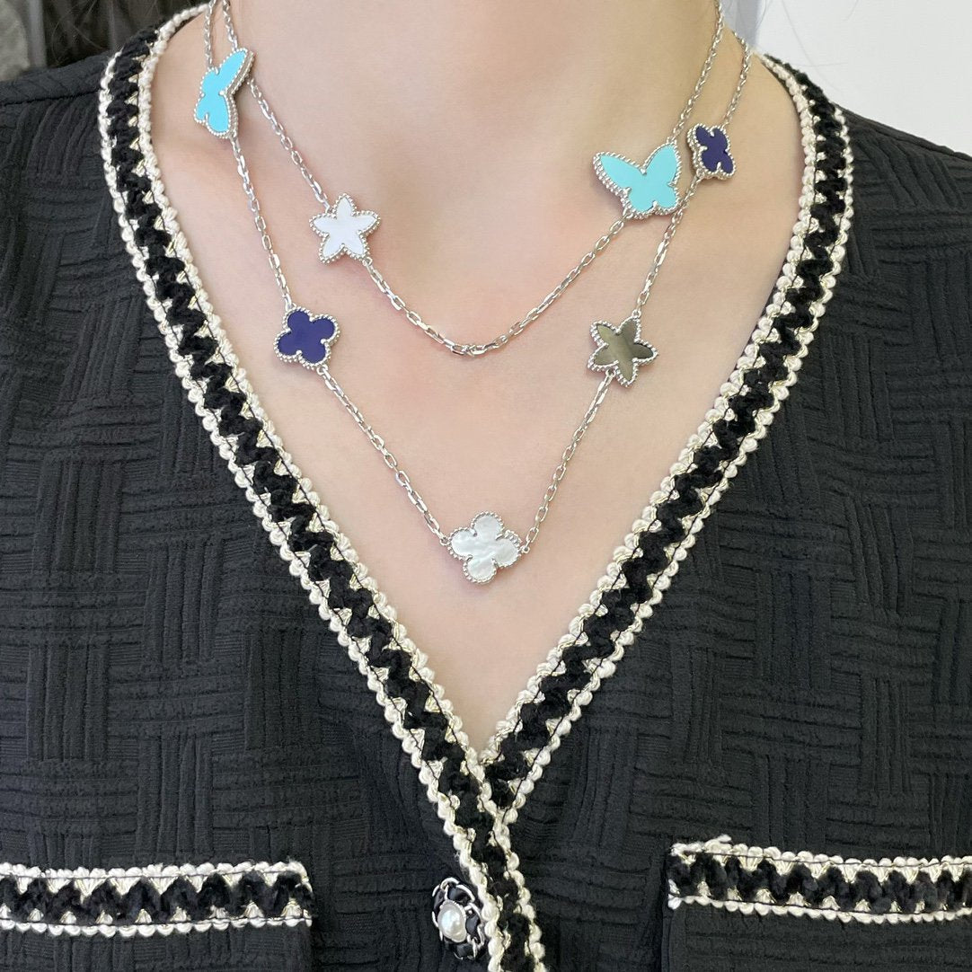 [Royal Top]LUCKY CLOVER SILVER 11 MOTIF NECKLACE