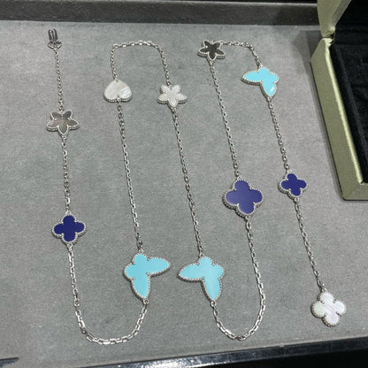 [Royal Top]LUCKY CLOVER SILVER 11 MOTIF NECKLACE