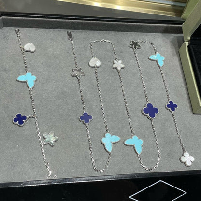 [Royal Top]LUCKY CLOVER SILVER 11 MOTIF NECKLACE