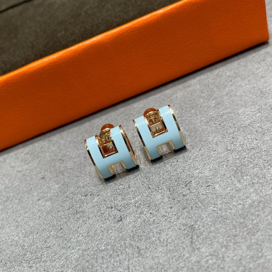 [Royal Top]POP H SKY BLUE STUD EARRINGS
