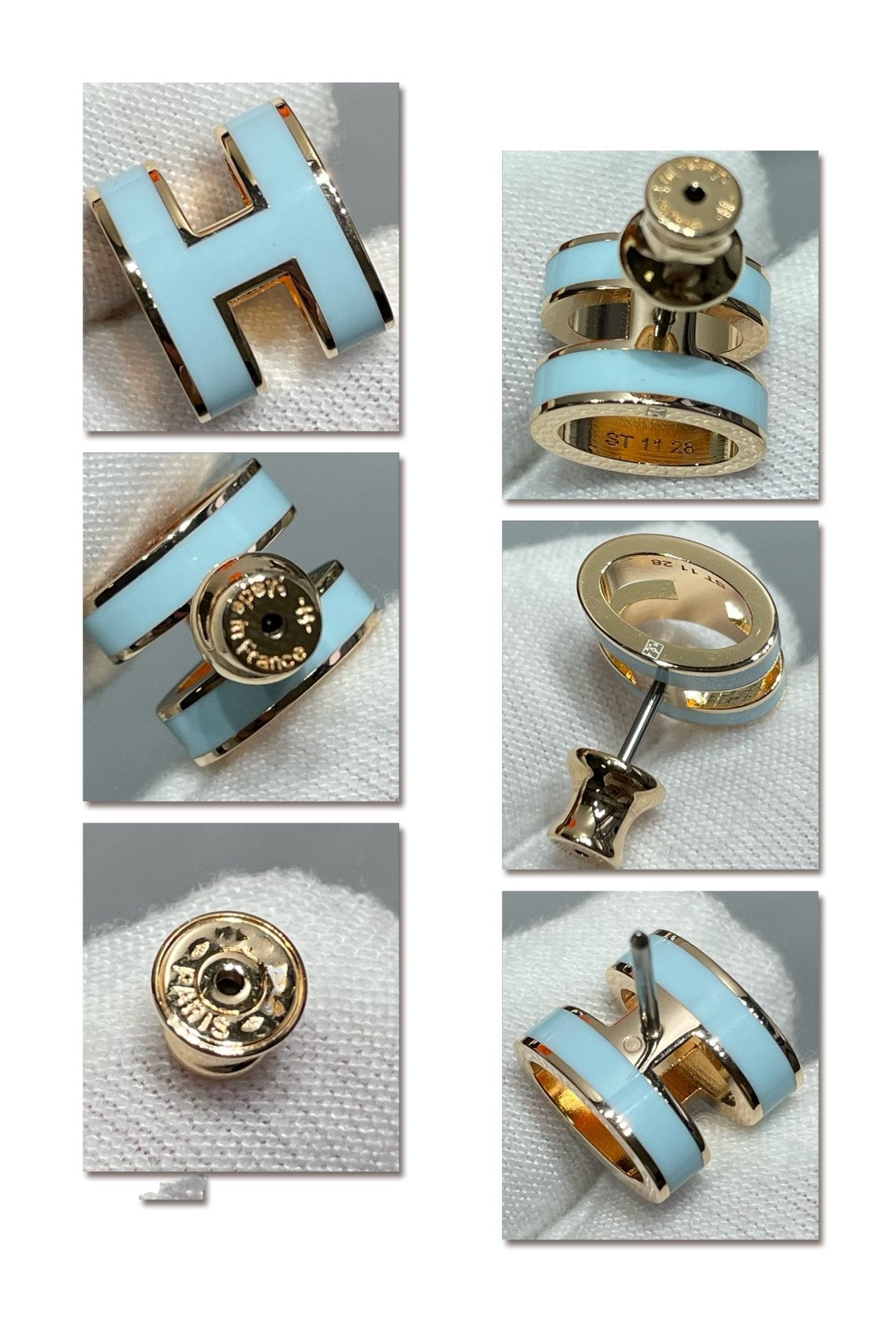 [Royal Top]POP H SKY BLUE STUD EARRINGS