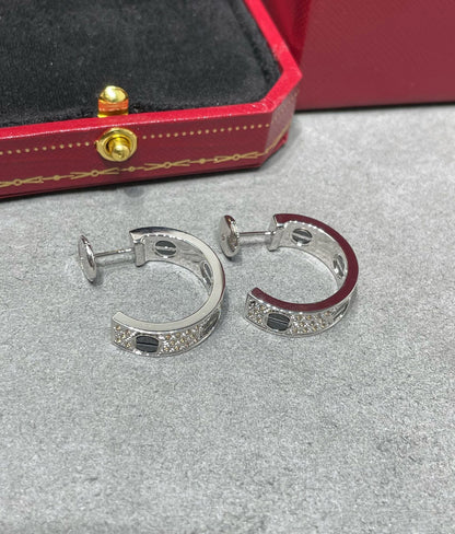 [Royal Top]LOVE CERAMIC DIAMOND PAVED SILVER EARRINGS