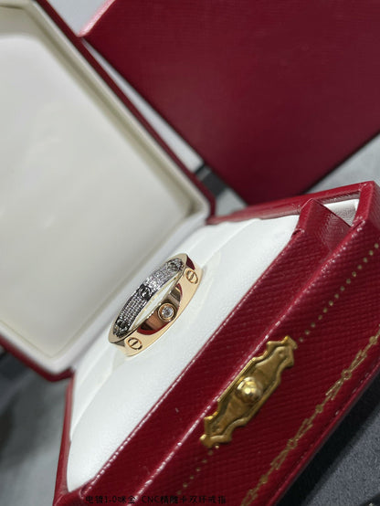 [Royal Top]LOVE PINK GOLD SILVER DIAMOND DOUBLE RING
