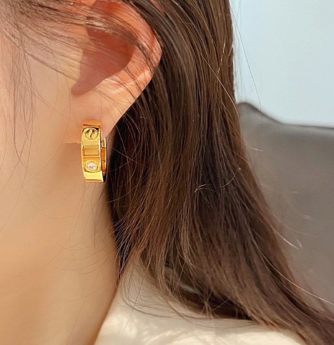 [Royal Top]LOVE 5.5MM 1 DIAMOND EARRINGS