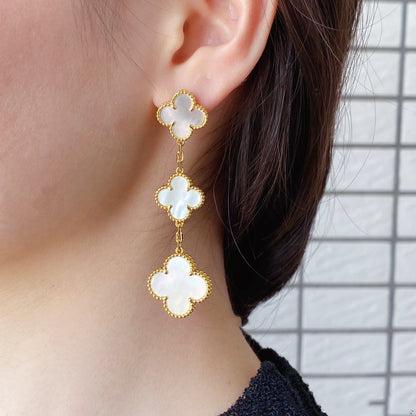 [Royal Top]CLOVER MOP 3 MOTIFS GOLD EARRINGS