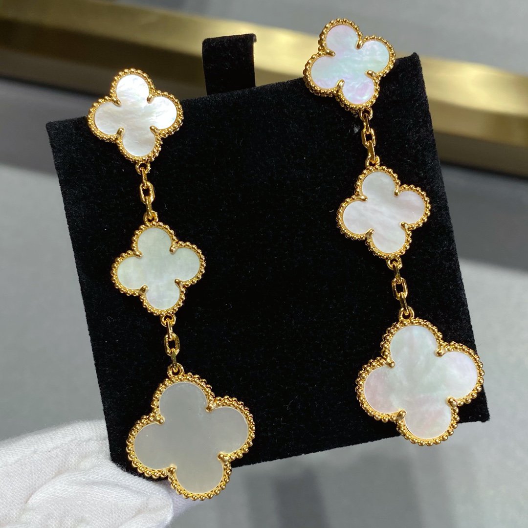 [Royal Top]CLOVER MOP 3 MOTIFS GOLD EARRINGS