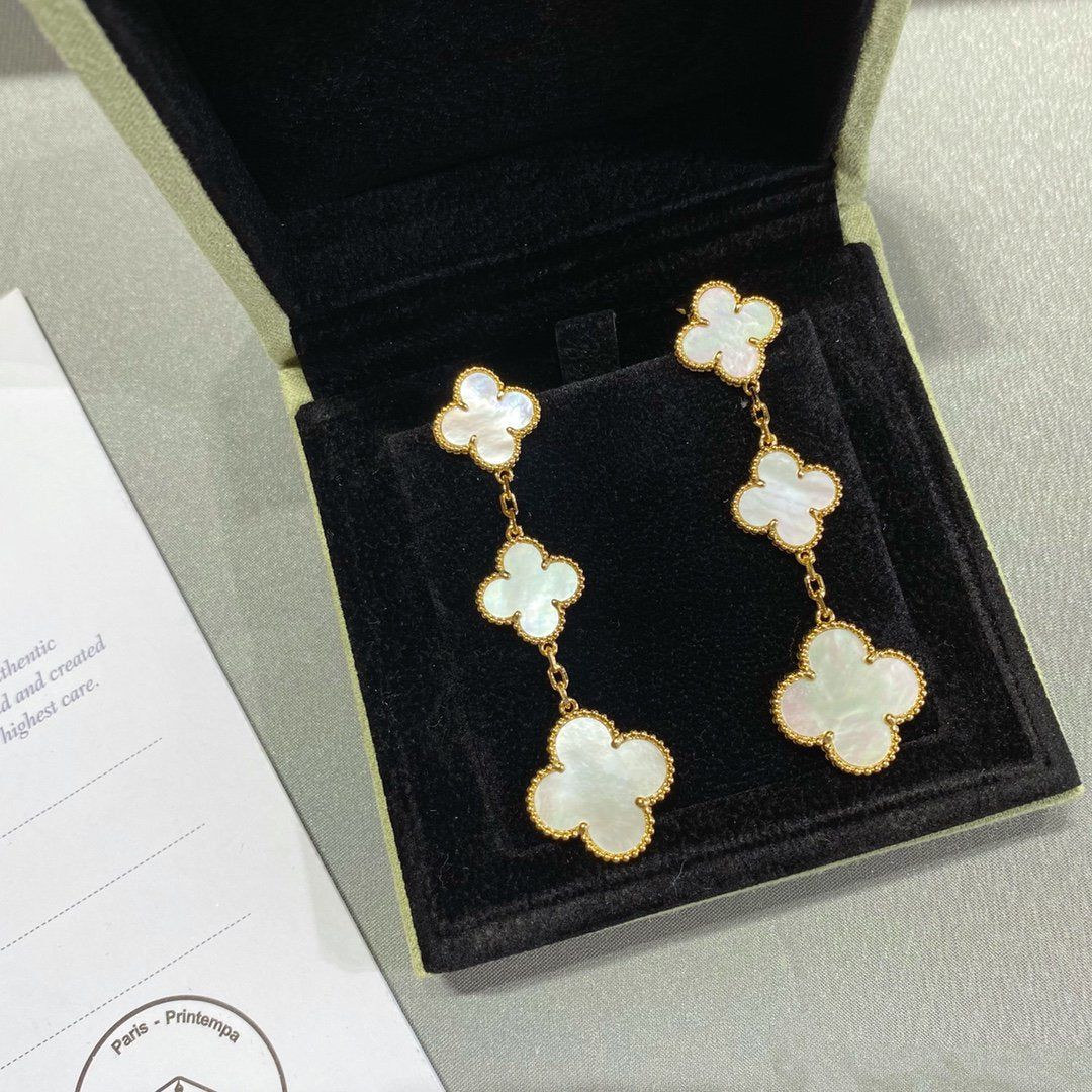 [Royal Top]CLOVER MOP 3 MOTIFS GOLD EARRINGS