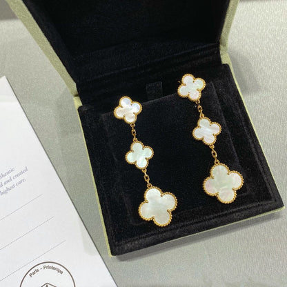 [Royal Top]CLOVER MOP 3 MOTIFS GOLD EARRINGS