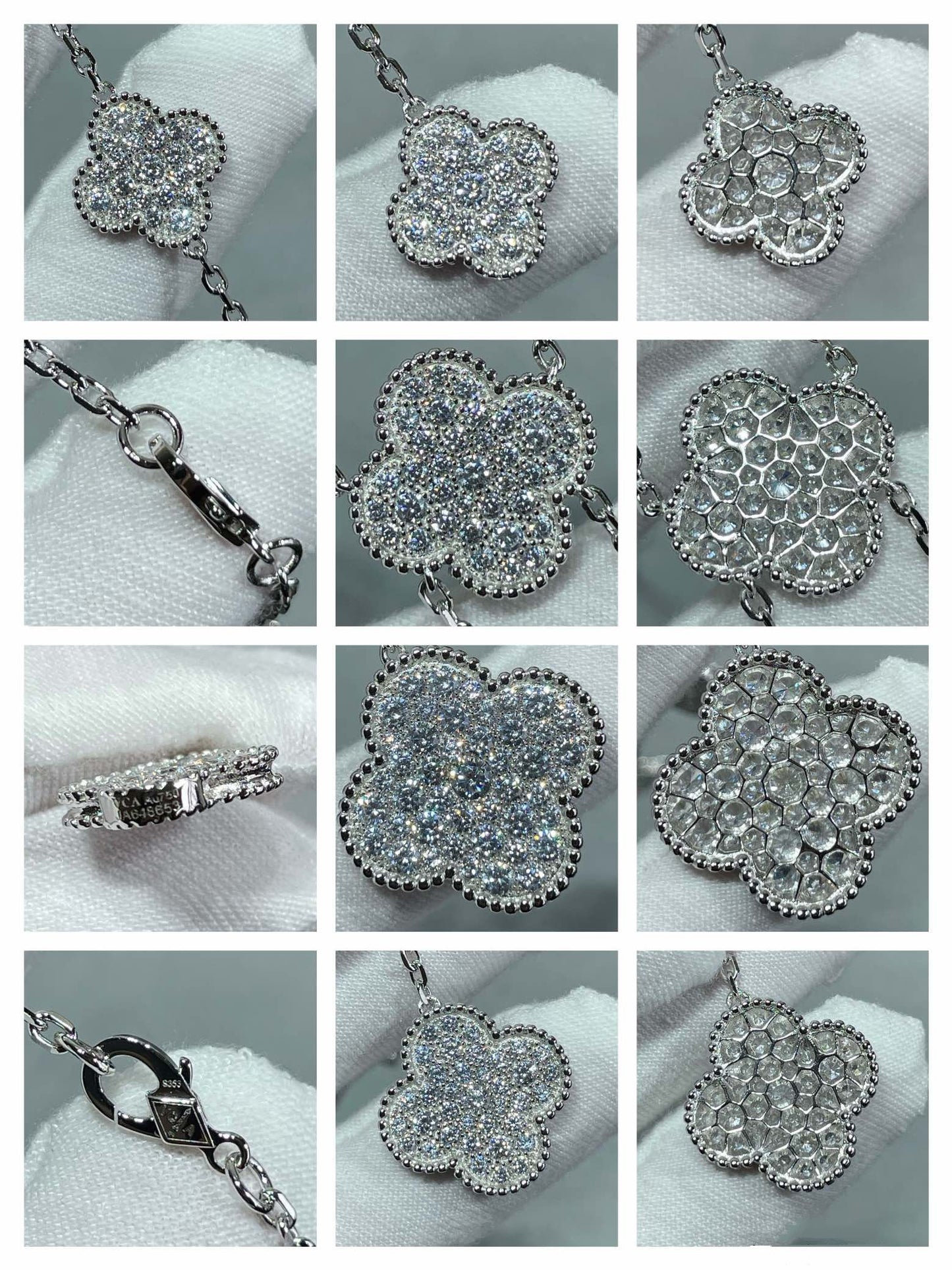 [Royal Top]CLOVER 6 MOTIF DIAMOND PAVED NECKLACE
