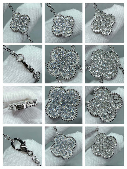 [Royal Top]CLOVER 6 MOTIF DIAMOND PAVED NECKLACE