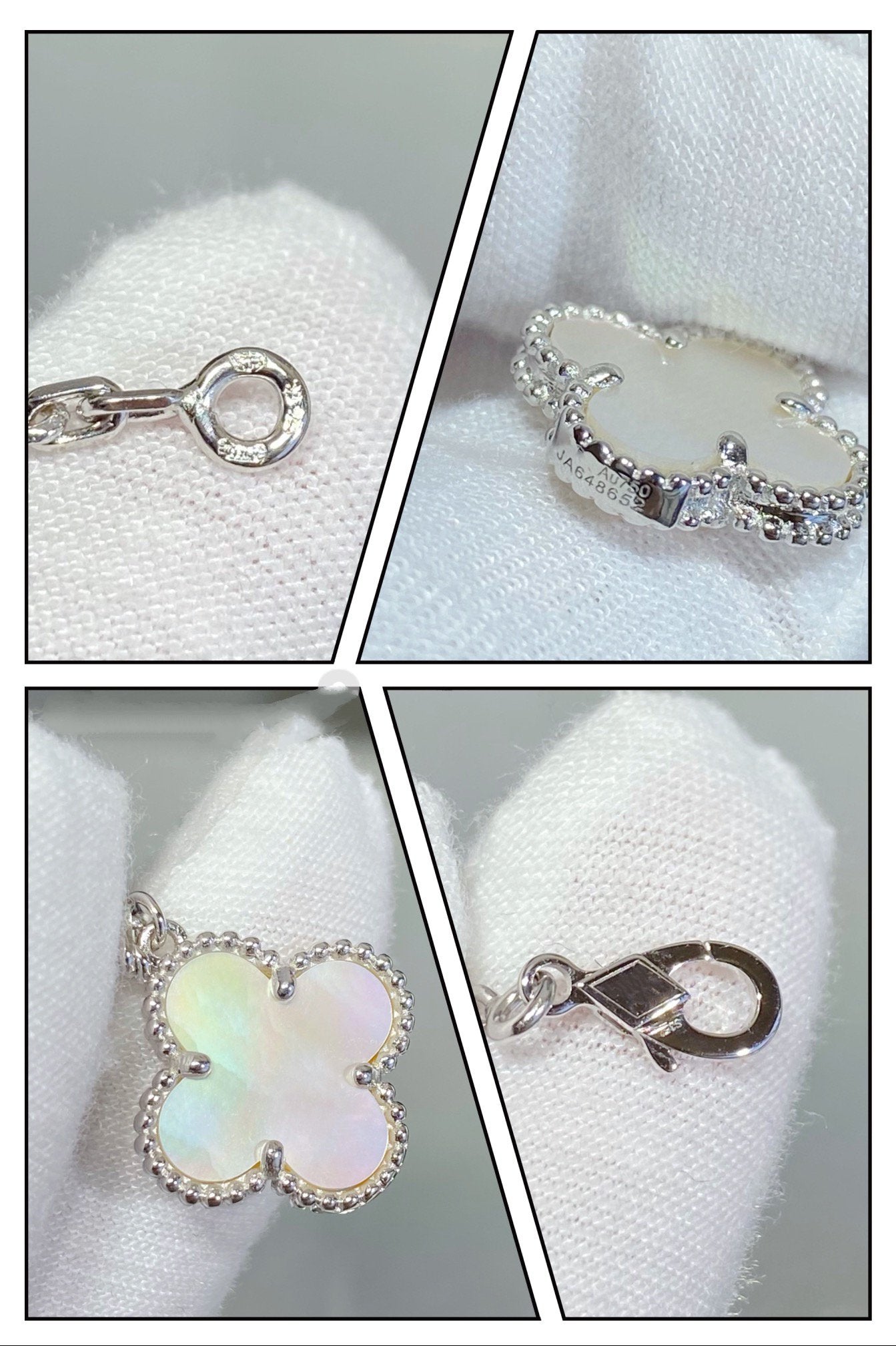 [Royal Top]CLOVER 5 MOTIF WHITE MOP SILVER BRACELET