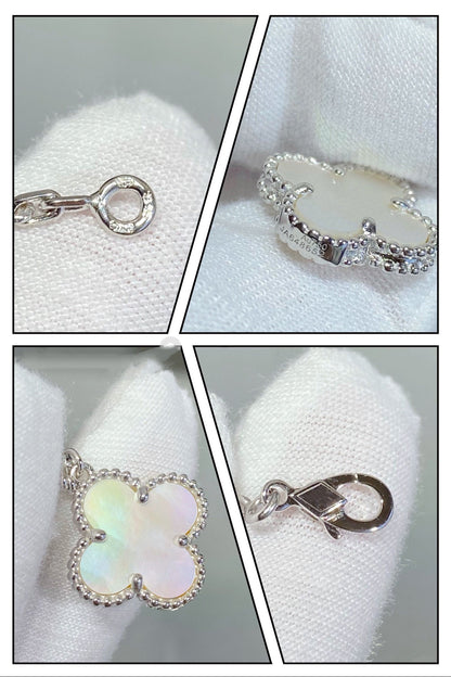 [Royal Top]CLOVER 5 MOTIF WHITE MOP SILVER BRACELET