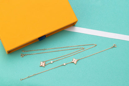 [Royal Top]STAR PINK MOP 1 DIAMOND PINK GOLD NECKLACE