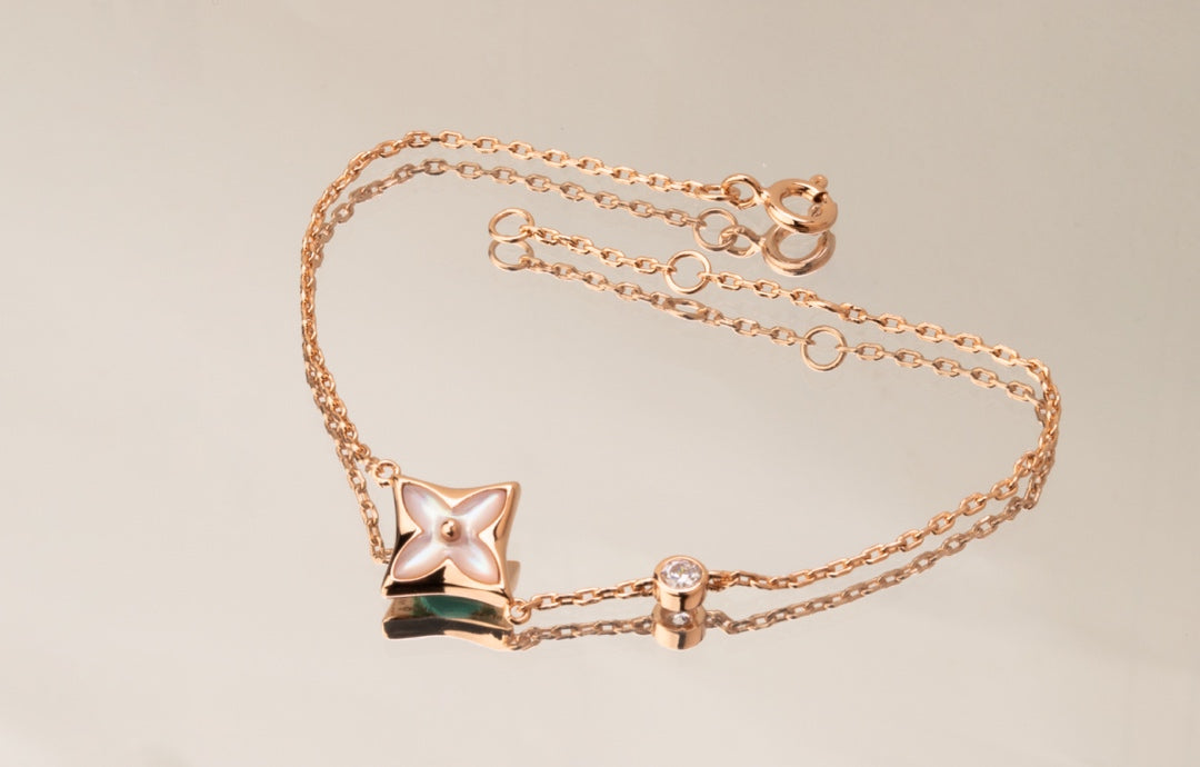 [Royal Top]STAR PINK MOP 1 DIAMOND PINK GOLD NECKLACE