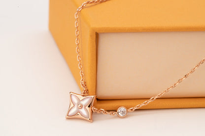 [Royal Top]STAR PINK MOP 1 DIAMOND PINK GOLD NECKLACE