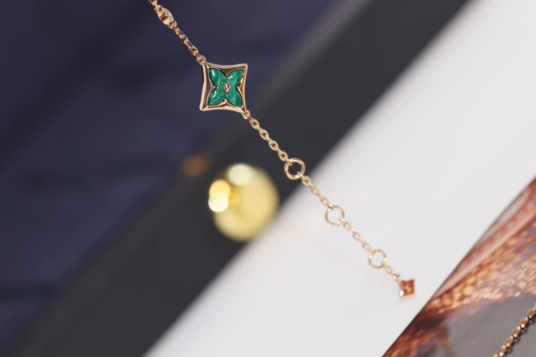 [Royal Top]STAR AND SUN 4 MOTIF PINK GOLD MALACHITE BRACELET