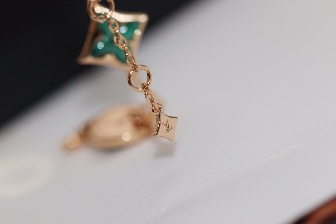 [Royal Top]STAR AND SUN 4 MOTIF PINK GOLD MALACHITE BRACELET