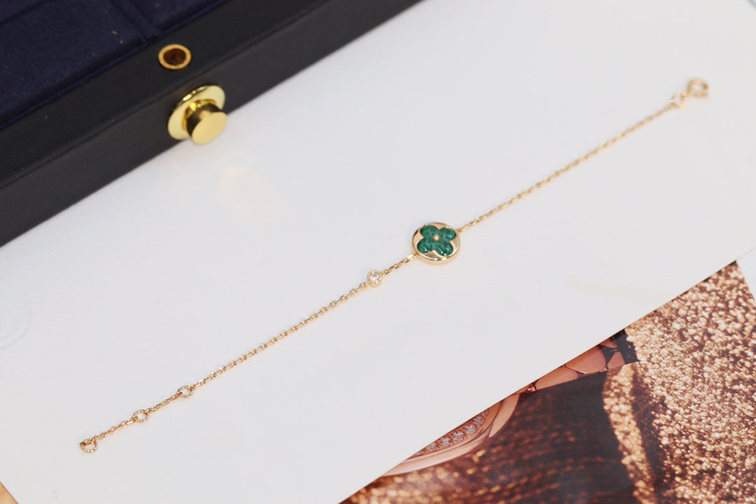 [Royal Top]STAR AND SUN 4 MOTIF PINK GOLD MALACHITE BRACELET