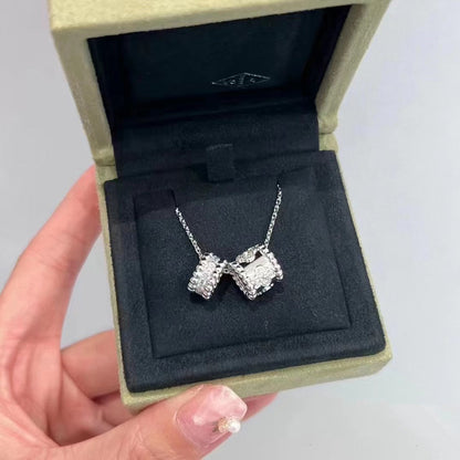 [Royal Top]PERLEE DOUBLE PENDANT SILVER DIAMOND NECKLACE