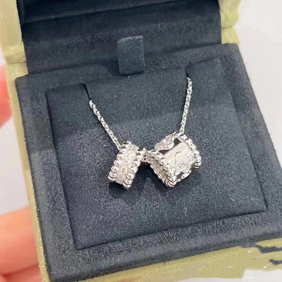 [Royal Top]PERLEE DOUBLE PENDANT SILVER DIAMOND NECKLACE