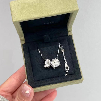 [Royal Top]PERLEE DOUBLE PENDANT SILVER DIAMOND NECKLACE