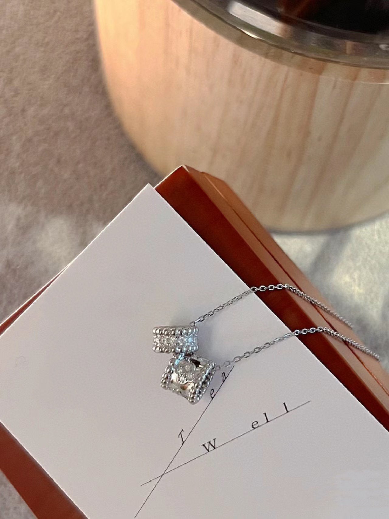 [Royal Top]PERLEE DOUBLE PENDANT SILVER DIAMOND NECKLACE