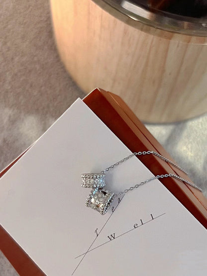 [Royal Top]PERLEE DOUBLE PENDANT SILVER DIAMOND NECKLACE