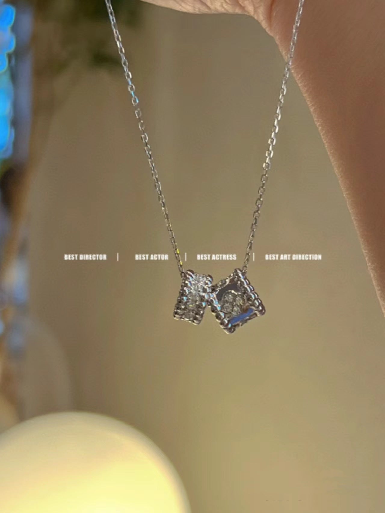 [Royal Top]PERLEE DOUBLE PENDANT SILVER DIAMOND NECKLACE