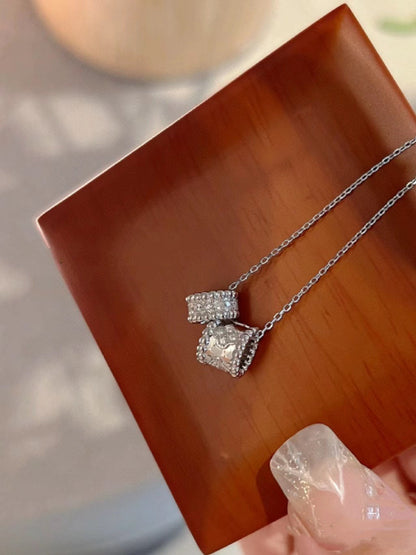 [Royal Top]PERLEE DOUBLE PENDANT SILVER DIAMOND NECKLACE