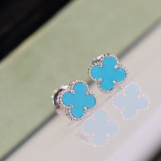 [Royal Top]CLOVER MINI TURQUOISE SILVER STUD EARRINGS