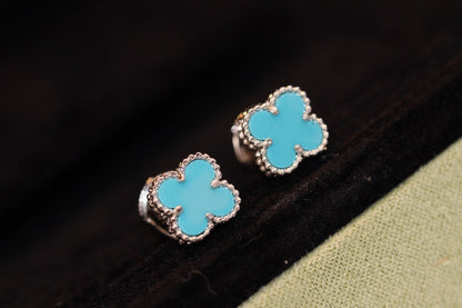[Royal Top]CLOVER MINI TURQUOISE SILVER STUD EARRINGS