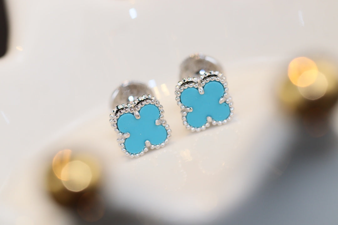[Royal Top]CLOVER MINI TURQUOISE SILVER STUD EARRINGS