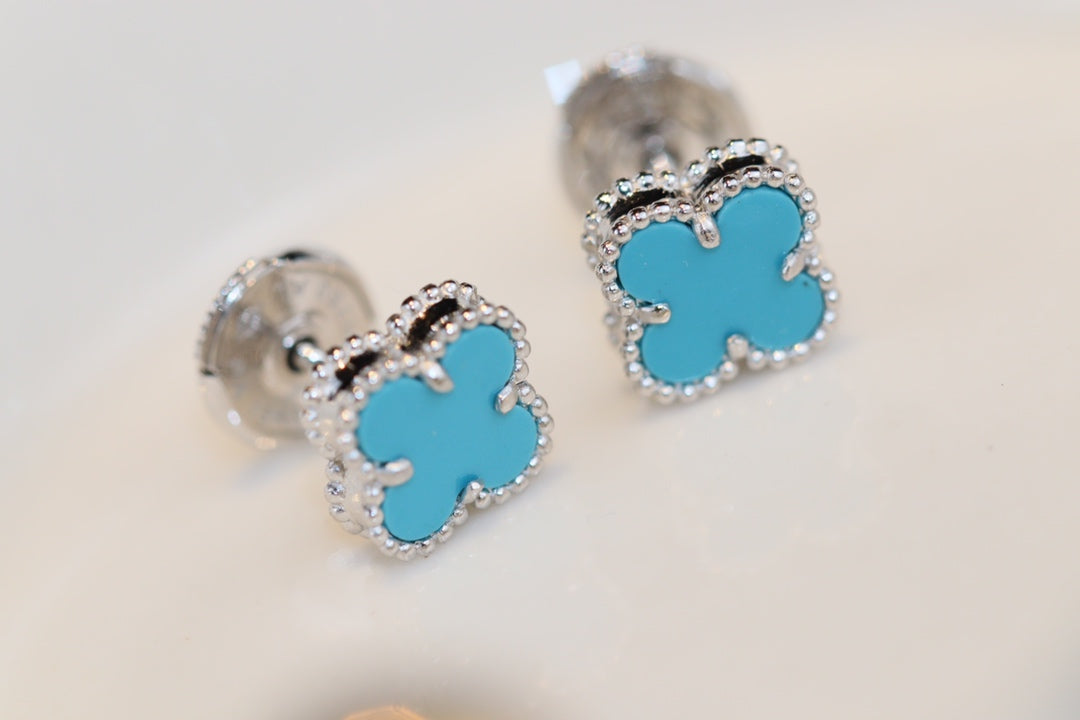 [Royal Top]CLOVER MINI TURQUOISE SILVER STUD EARRINGS