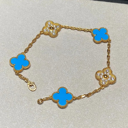 [Royal Top] CLOVER 5 MOTIF BLUE AGATE BRACELET COLLECTION