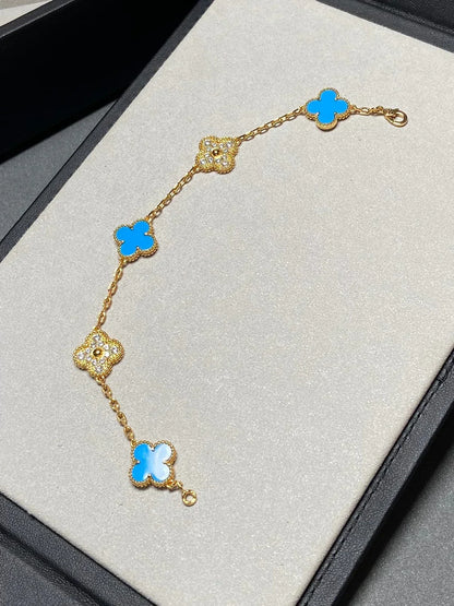 [Royal Top] CLOVER 5 MOTIF BLUE AGATE BRACELET COLLECTION