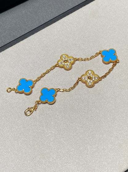 [Royal Top] CLOVER 5 MOTIF BLUE AGATE BRACELET COLLECTION