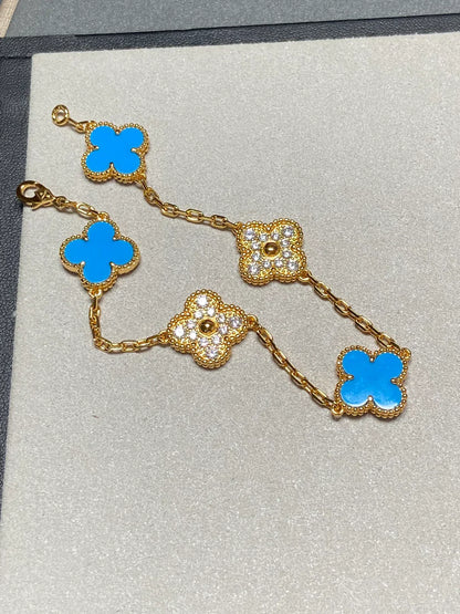 [Royal Top] CLOVER 5 MOTIF BLUE AGATE BRACELET COLLECTION