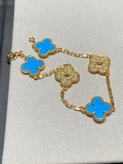 [Royal Top] CLOVER 5 MOTIF BLUE AGATE BRACELET COLLECTION