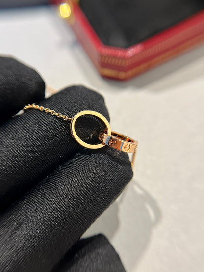 [Royal Top]LOVE NECKLACE DOUBLE RING PINK GOLD