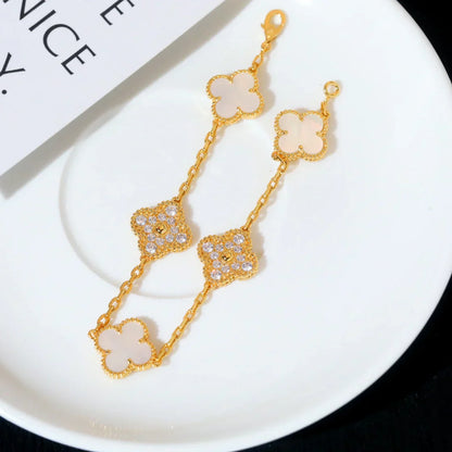 [Royal Top]CLOVER WHITE PEARL MOP 5 MOTIF BRACELET COLLECTION