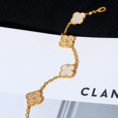 [Royal Top]CLOVER WHITE PEARL MOP 5 MOTIF BRACELET COLLECTION