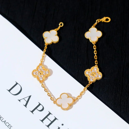 [Royal Top]CLOVER WHITE PEARL MOP 5 MOTIF BRACELET COLLECTION