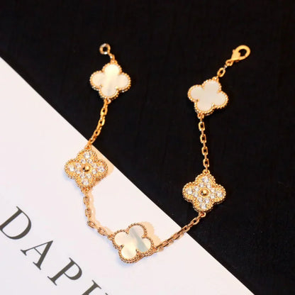 [Royal Top]CLOVER WHITE PEARL MOP 5 MOTIF BRACELET COLLECTION