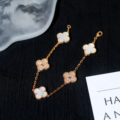 [Royal Top]CLOVER WHITE PEARL MOP 5 MOTIF BRACELET COLLECTION