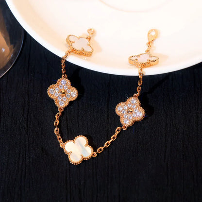 [Royal Top]CLOVER WHITE PEARL MOP 5 MOTIF BRACELET COLLECTION