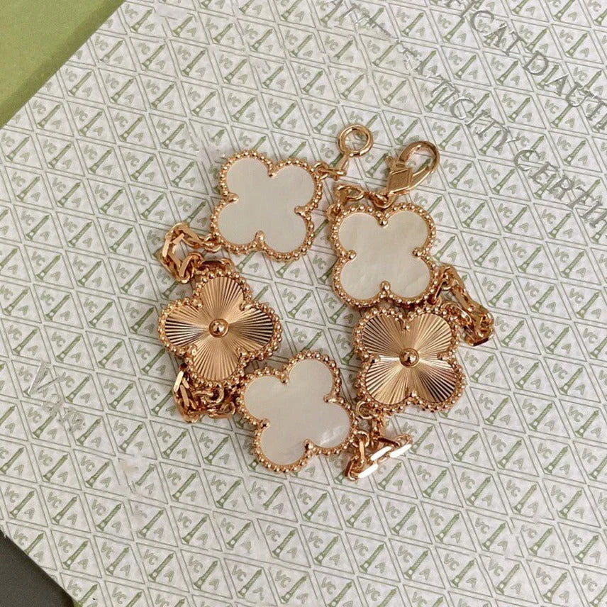 [Royal Top]CLOVER WHITE PEARL MOP 5 MOTIF BRACELET COLLECTION