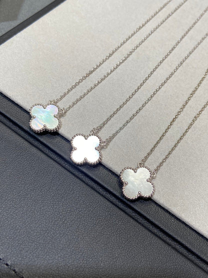 [Royal Top]CLOVER MEDIUM SILVER WHITE MOP NECKLACE